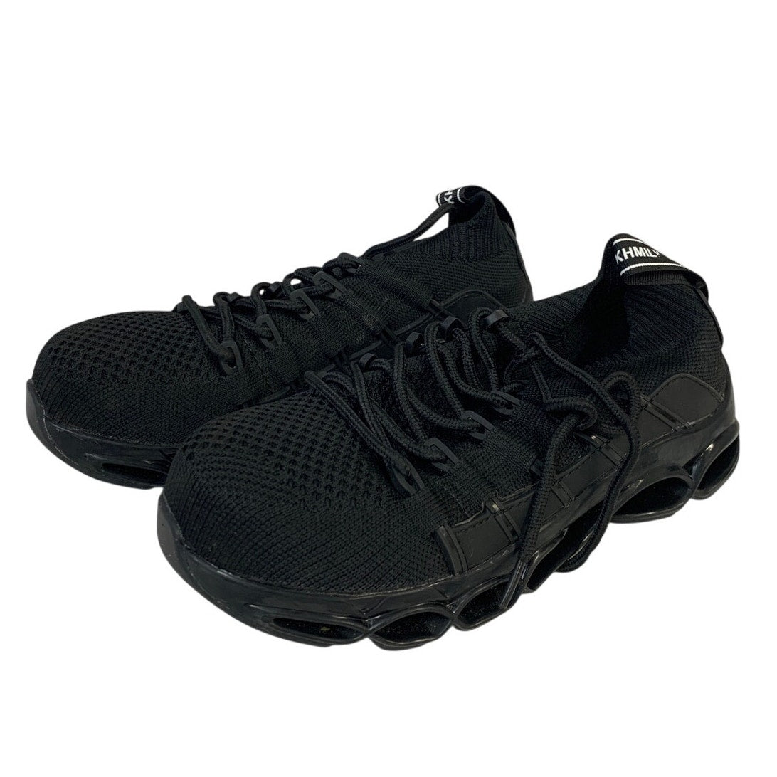 Dykhmily Mens 6.5 Black Sneakers Steel Toe Lace Up Closed Slip Resistant Shoes