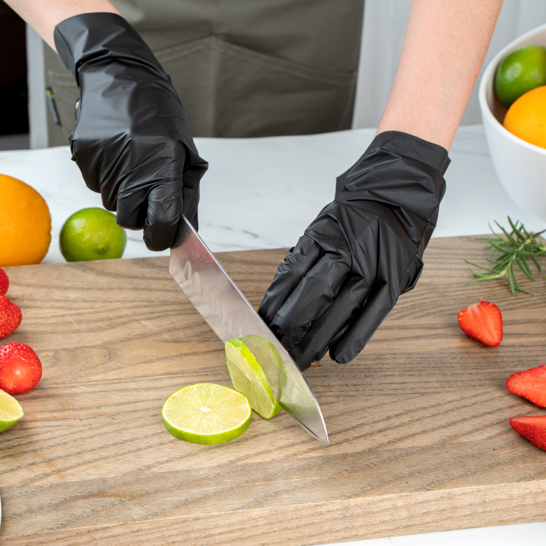 Serve Secure Black TPE Hybrid Plastic XXL Foodservice Gloves - Latex Free, Powder Free - 10 1/4" x 10 1/2" - 1000 count box