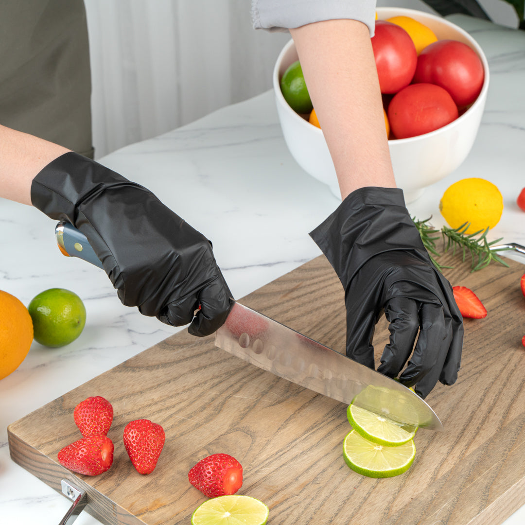 Serve Secure Black TPE Hybrid Plastic XXL Foodservice Gloves - Latex Free, Powder Free - 10 1/4" x 10 1/2" - 1000 count box