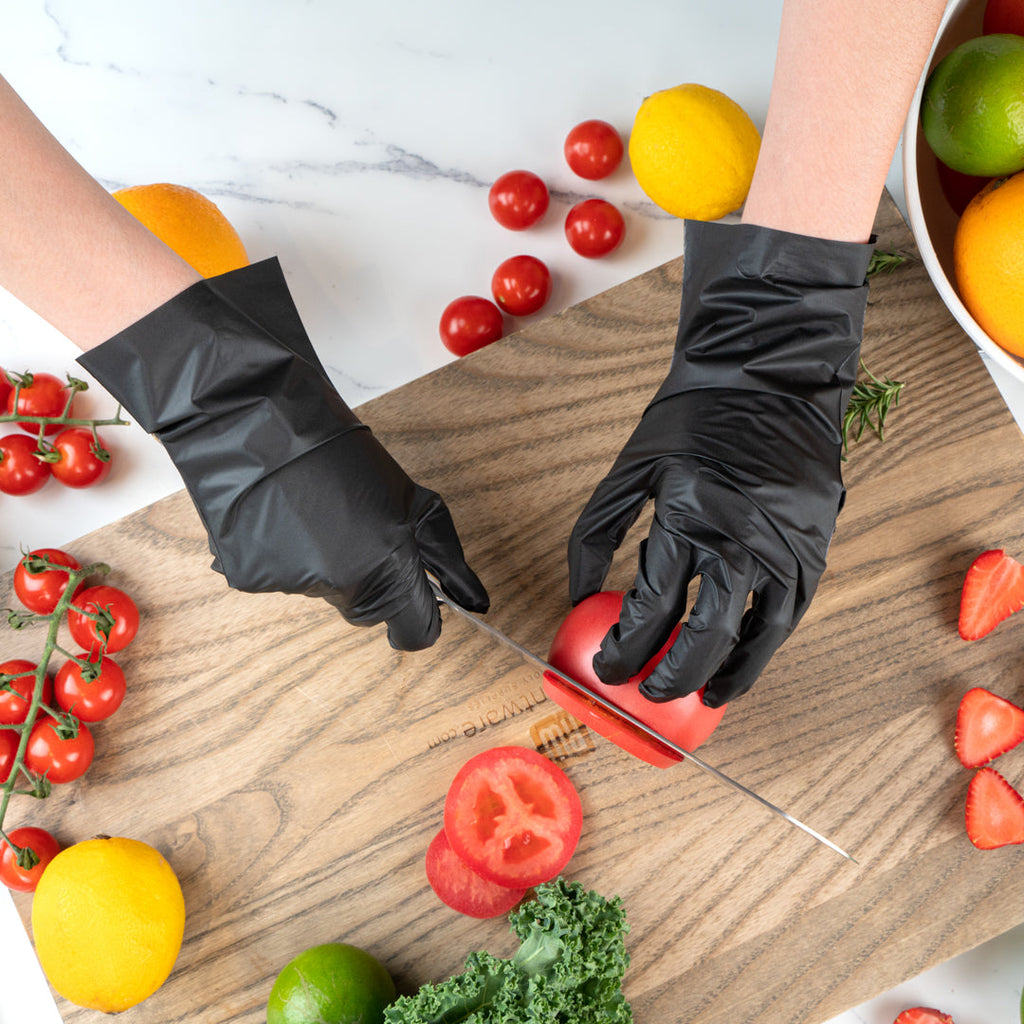 Serve Secure Black TPE Hybrid Plastic XXL Foodservice Gloves - Latex Free, Powder Free - 10 1/4" x 10 1/2" - 1000 count box