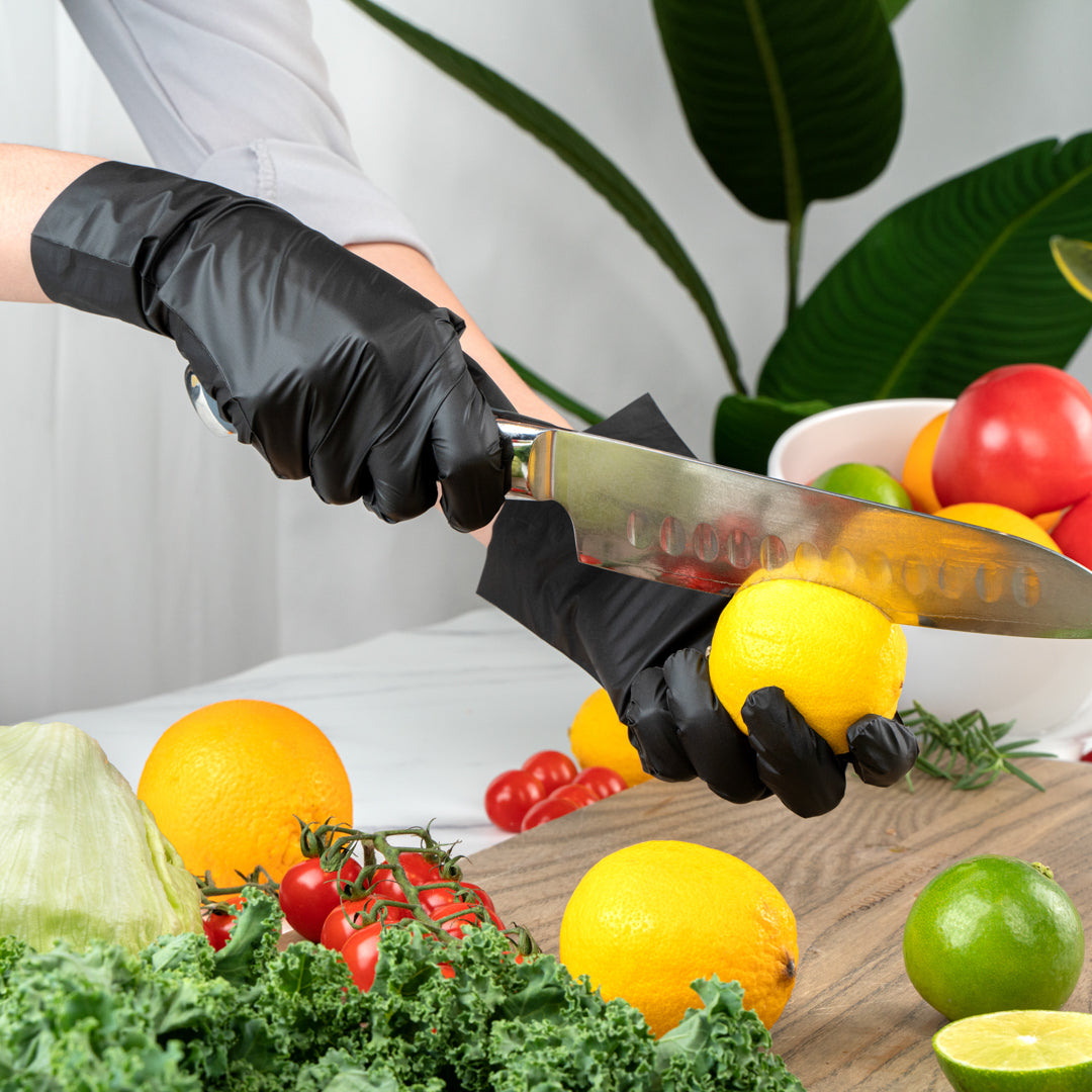 Serve Secure Black TPE Hybrid Plastic XXL Foodservice Gloves - Latex Free, Powder Free - 10 1/4" x 10 1/2" - 1000 count box