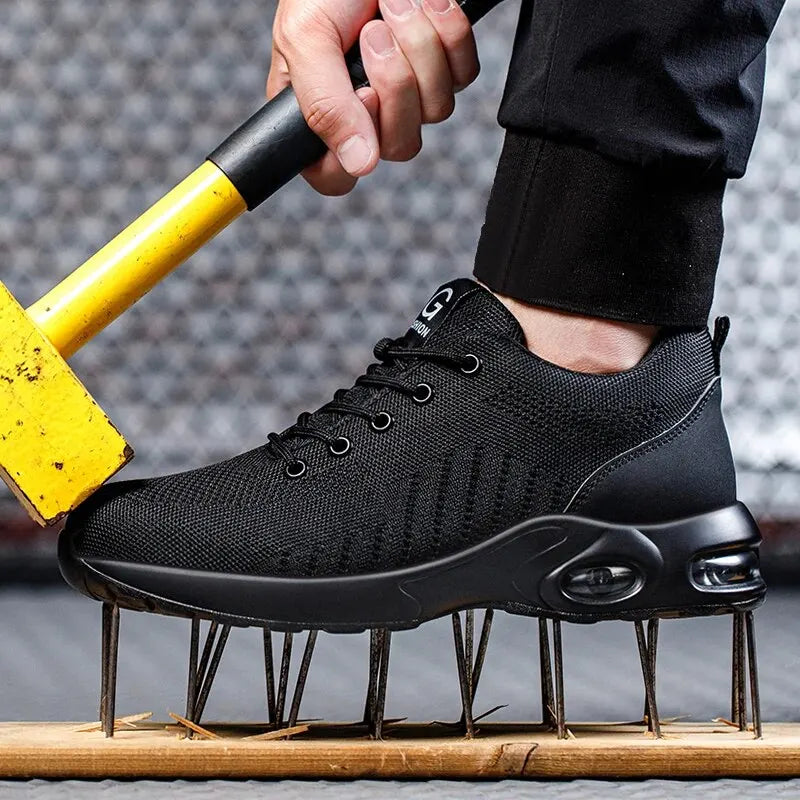 Air Cushion Steel Toe Work Shoes Unisex - Breathable Anti-Puncture Safety Sneakers
