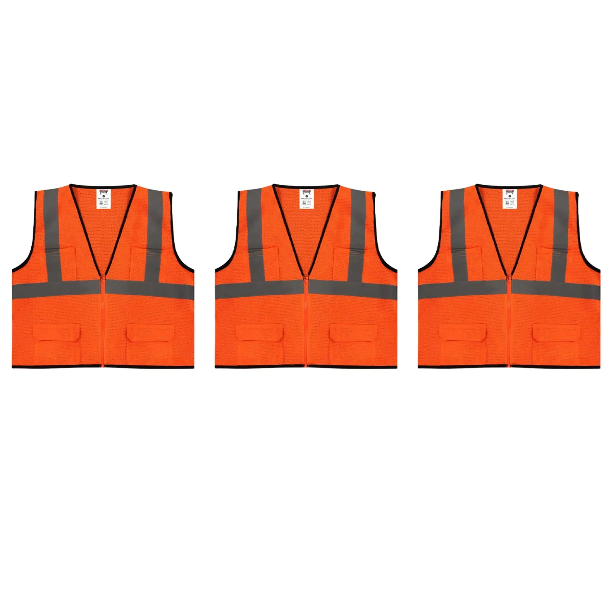 Safety Main 05EAMO Economy Vest, Class 2, All Mesh, Hi-Vis Orange, Pack of 3