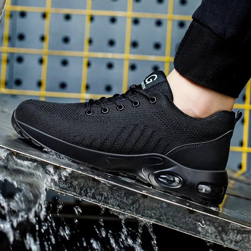 Air Cushion Steel Toe Work Shoes Unisex - Breathable Anti-Puncture Safety Sneakers