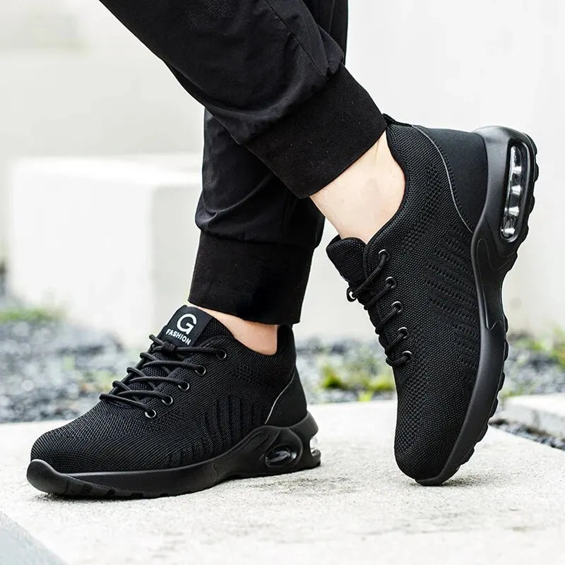 Air Cushion Steel Toe Work Shoes Unisex - Breathable Anti-Puncture Safety Sneakers