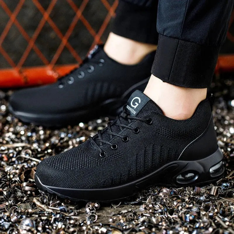 Air Cushion Steel Toe Work Shoes Unisex - Breathable Anti-Puncture Safety Sneakers