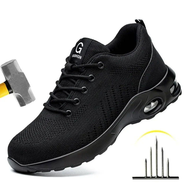 Air Cushion Steel Toe Work Shoes Unisex - Breathable Anti-Puncture Safety Sneakers