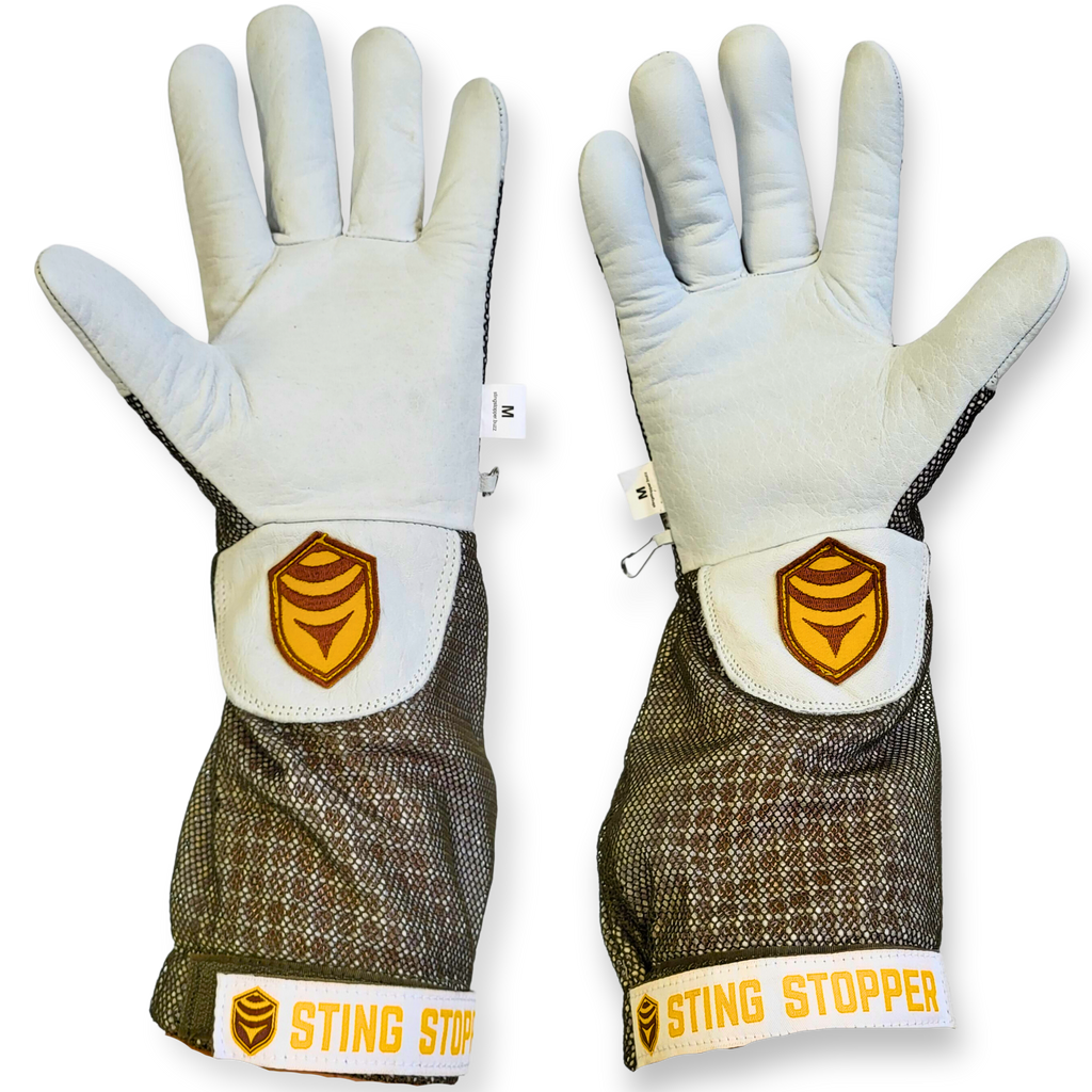 Sting Stopper Ventilated Goat Skin Beekeeping Gloves - Olive Green