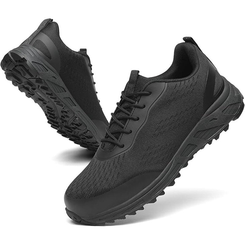 VikoViren Mens Size 10.5 Black Lace Up Steel Toe Lace Up Non Slip Safety Shoes