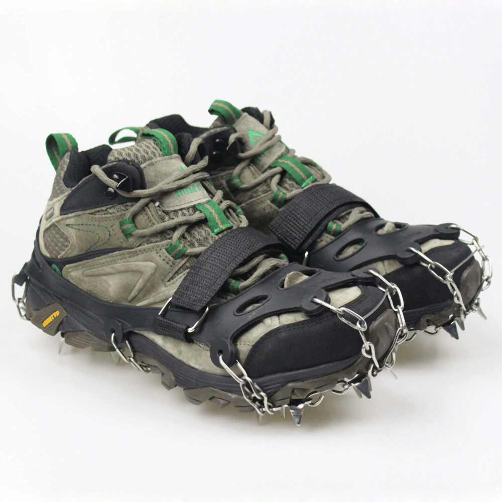 1 pair Outdoor ice claw anti slip shoe cover hiking shoe nail chain stainless steel anti slip snow climbing anti fall shoe nail chain